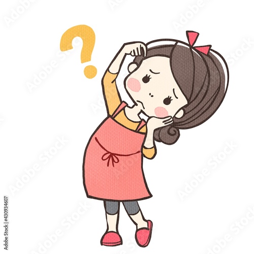 首を傾げるママちゃん
