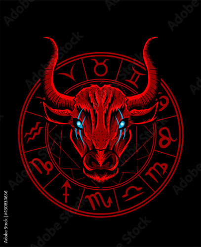 illustration Taurus zodiac symbol with t shirt design
