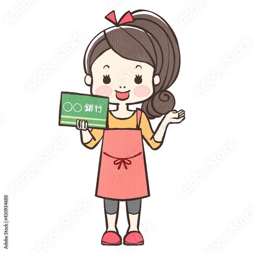 通帳を持つママちゃん