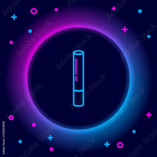Glowing neon line Marijuana joint, spliff icon isolated on black background. Cigarette with drug, marijuana cigarette rolled. Colorful outline concept. Vector