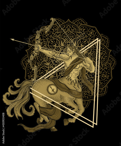 illustration Sagitarius zodiac symbol with t shirt design