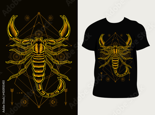 illustration vector scorpion with sacred geometry