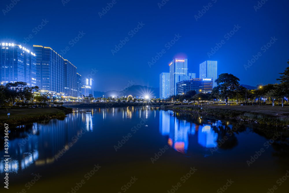 City night view of Nansha, Guangzhou, China