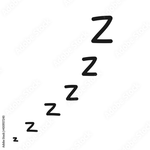 Hand drawn zzz sleep wave isolated on white background. Vector illustration