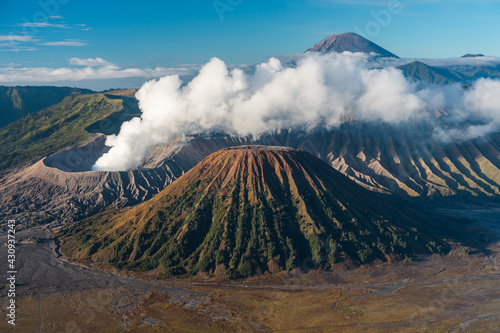 Beautiful landscape of Bromo active volcano mountain in a morning , East Java island in Indonesia