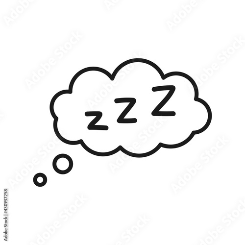 Hand drawn zzz sleep wave in cloud isolated on white background. Vector illustration