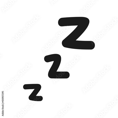 Hand drawn zzz sleep wave isolated on white background. Vector illustration