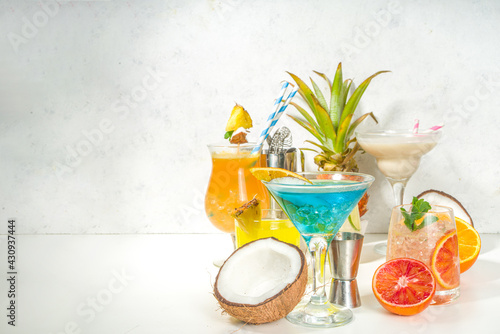 Colorful summer cocktails set