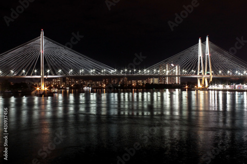 the bridge of the city of St. Petersburg, the Neva River, night picture