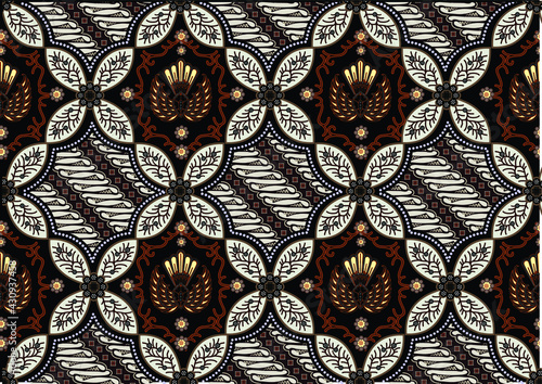 Indonesian batik motifs with very distinctive, exclusive plant patterns. vector EPS 10