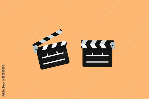 A movie production clapper board flat icon