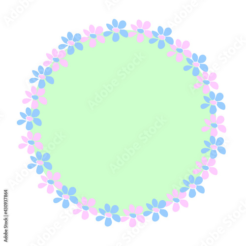 Wallpaper Mural Vector frame, border with flowers in flat style. Cute simple summer background, decoration for invitation, greeting card, wedding Torontodigital.ca