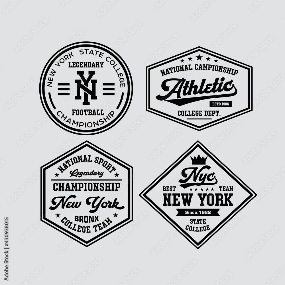 Vintage athletic college sports emblem vector graphic design