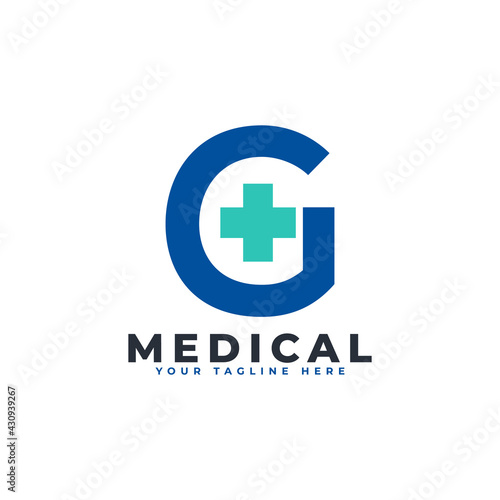 Letter G cross plus logo. Usable for Business, Science, Healthcare, Medical, Hospital and Nature Logos.