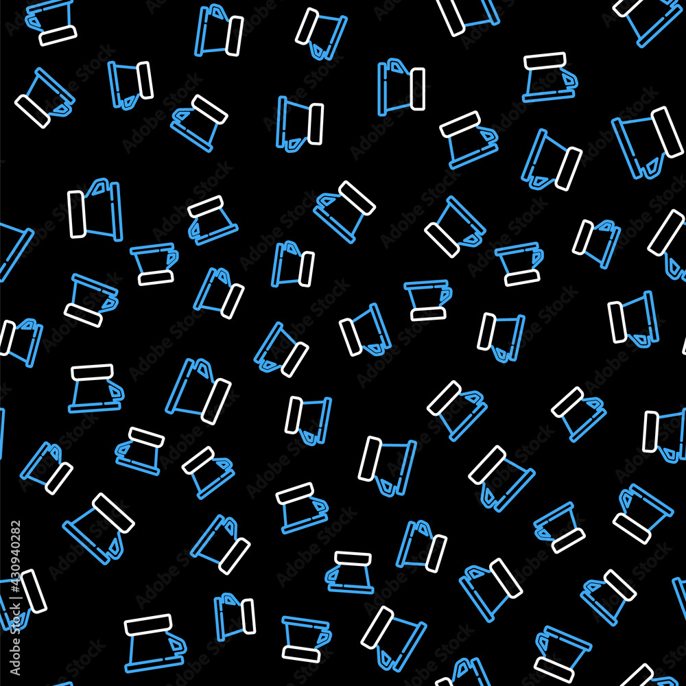 Line V60 coffee maker icon isolated seamless pattern on black background. Vector Line V60 coffee maker icon isolated seamless pattern on black background. Vector