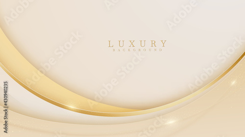 Luxury light yellow pastel abstract background combine with golden lines element, Illustration from vector about modern template deluxe design.