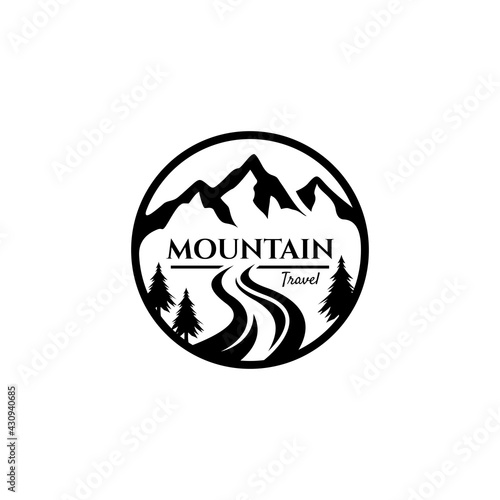 Vintage mountain emblem badge logo template ready for use