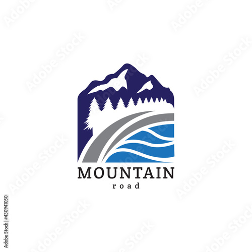 Vintage mountain rural road badge logo template ready for use