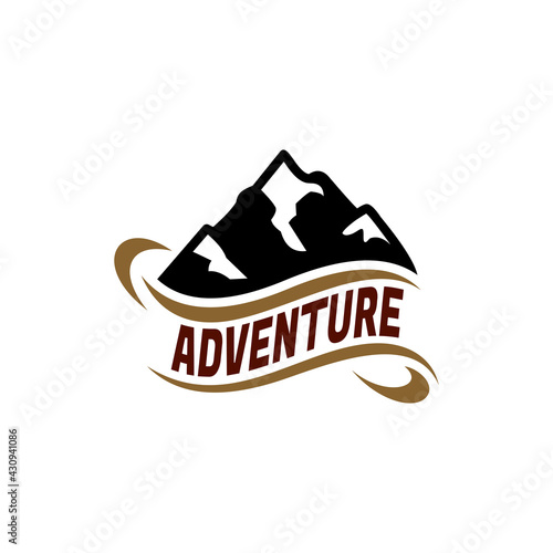 Vintage mountain adventure badge logo template ready for use
