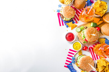 Traditional American Picnic with burgers