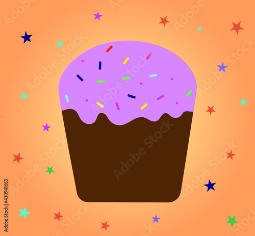 Vector illustration. Easter cupcake for a great holiday.
