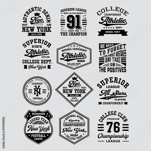 Big collection vintage college sport emblem vector design