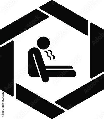 Risk of Suffocation Concept, Strangulation Vector Icon Design, Black Hexagonal warning signs, Safety Label and Hazard symbol on white background, Caution or Notice signage stock illustration