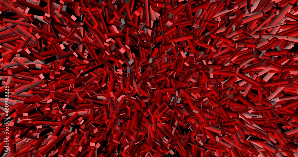 Fototapeta premium Explosion is divided into many elements in 3d. Background of an abstract blast into particles.