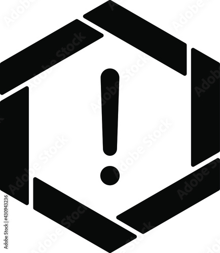Bare exclamation mark concept, factorial operation and logical negation Vector Icon Design, Black Hexagonal warning signs, Safety Label and Hazard symbol on white background, Caution or Notice signage