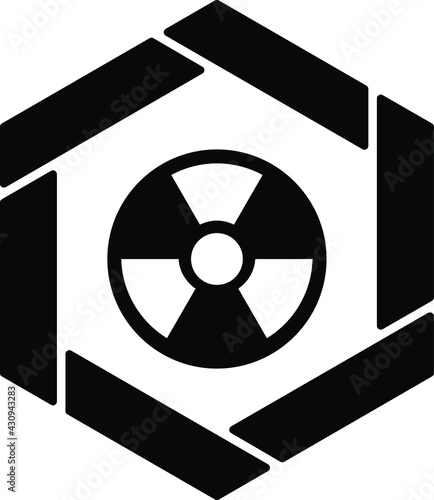 Radioactive atomic ionizing radiation danger Concept ,  biohazard risk alert Vector Icon Design, Black Hexagonal warning signs, Safety Label and Hazard symbol on white background, Caution or Notice si