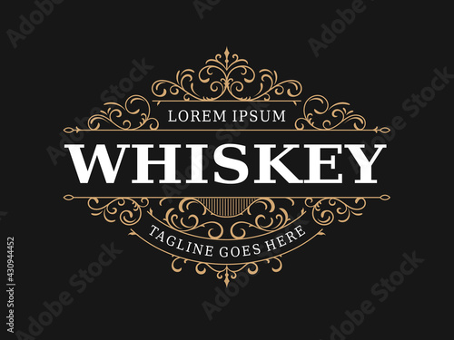 Whiskey label vintage luxury ornamental logo