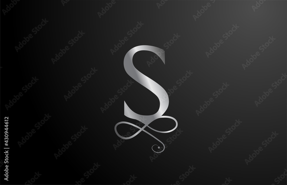 grey S elegant monogram alphabet letter icon logo design. Vintage corporate brading for luxury products and company grey S elegant monogram alphabet letter icon logo design. Vintage corporate brading for luxury products and company