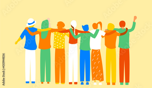 Flat illustration about friendship, bond, diversity, inclusion and togetherness