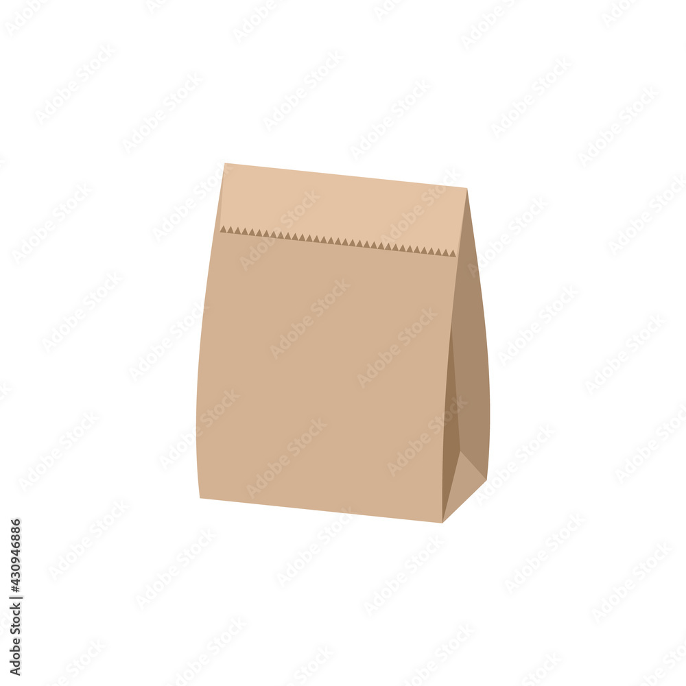 Brown paper bag. Biodegradable environmental friendly bag. Groceries