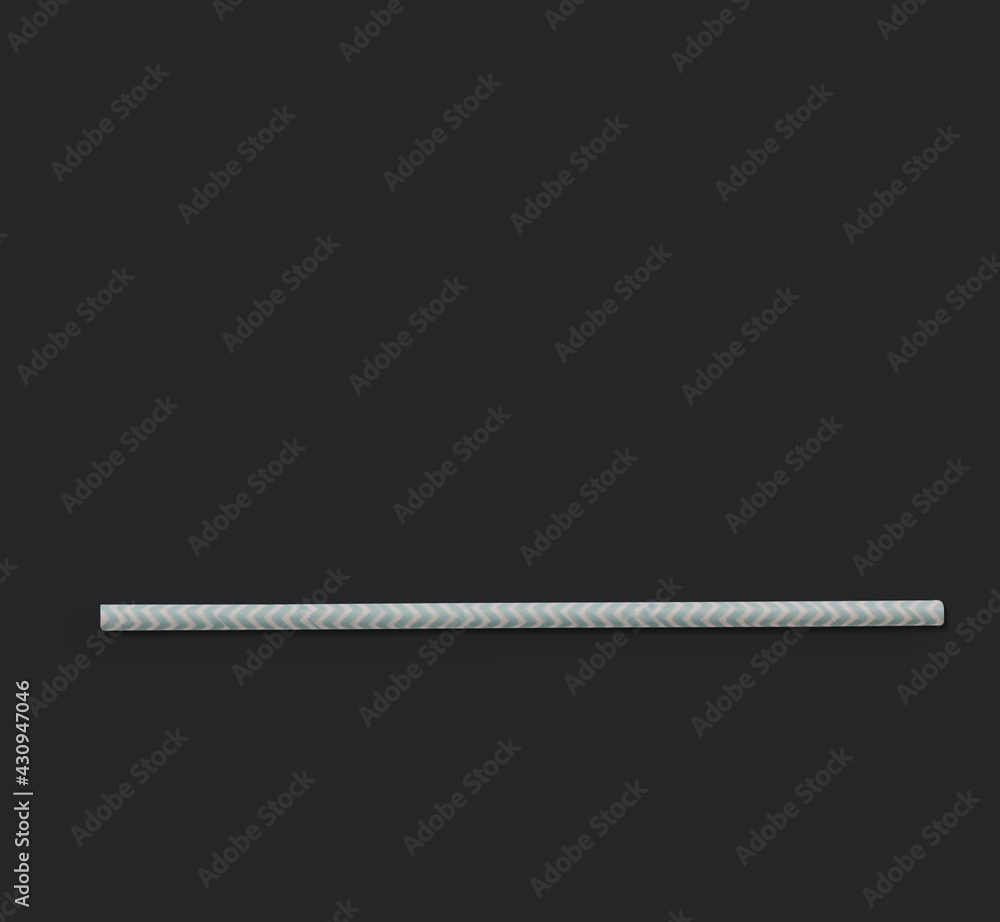 Close up view isolated colorful paper straw on dark background. fit for your design element.