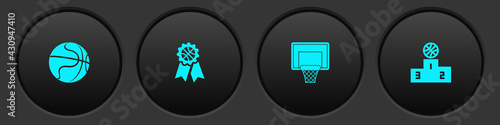 Set Basketball ball, award, backboard and Sports winner podium icon. Vector