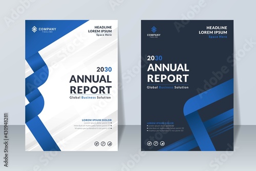 set of blue annual report design template