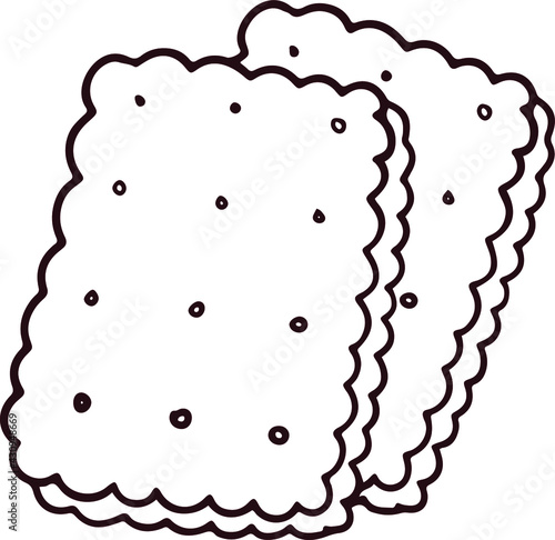 Vector line art illustration of two biscuits, cookies
