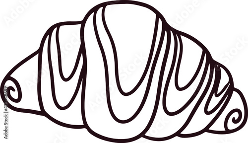 Vector line art illustration of a croissant