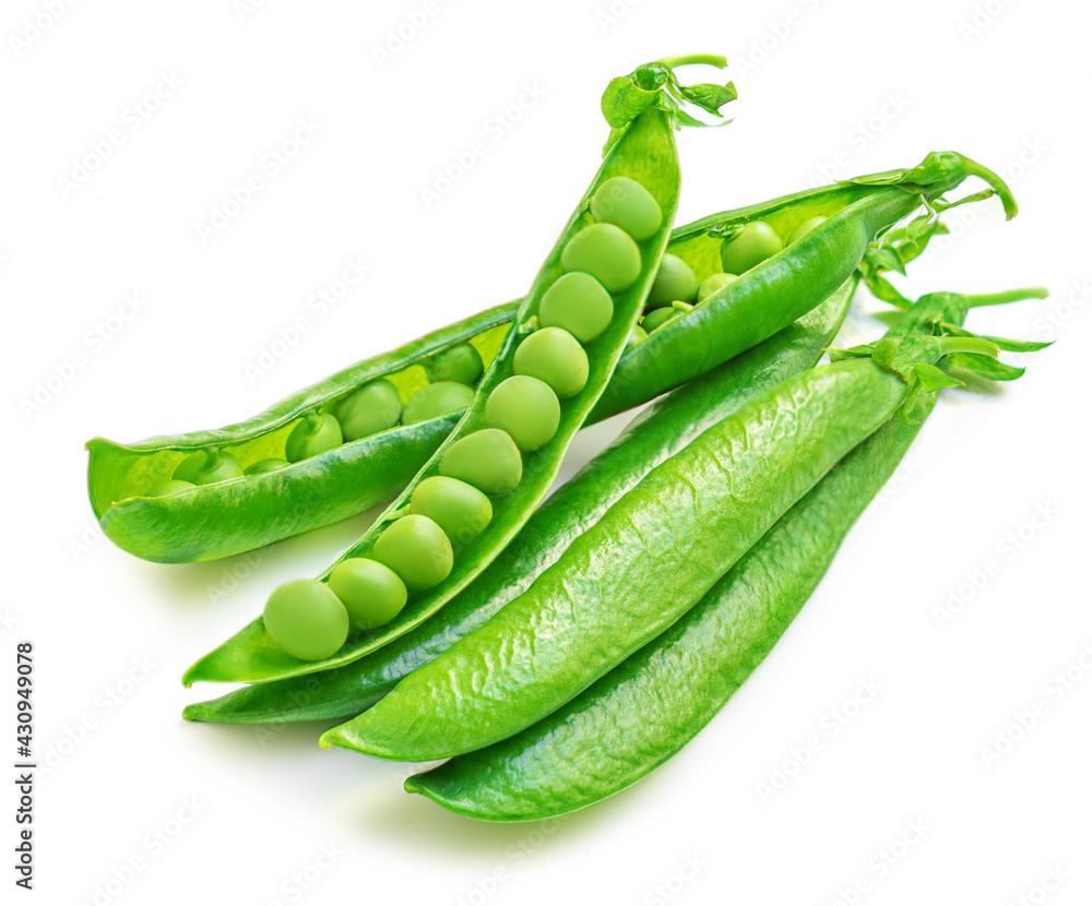 Green Peas. Fresh Peas (Pisum sativum) isolated on white background. Raw legume, pods, beans Top view.. Green Peas. Fresh Peas (Pisum sativum) isolated on white background. Raw legume, pods, beans Top view..