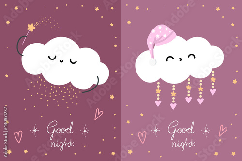 two good night posters with clouds.