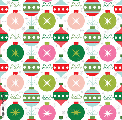 festive seamless pattern with baubles decoration design