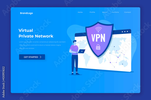 Virtual private network illustration landing page. Illustration for websites, landing pages, mobile applications, posters and banners.
