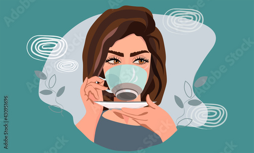 portrait of a girl who drinks from a cup