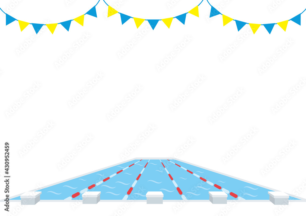 シンプルで可愛いプールの背景のイラスト 白背景 コピースペース 夏 スポーツ 水泳 Stock Vector Adobe Stock