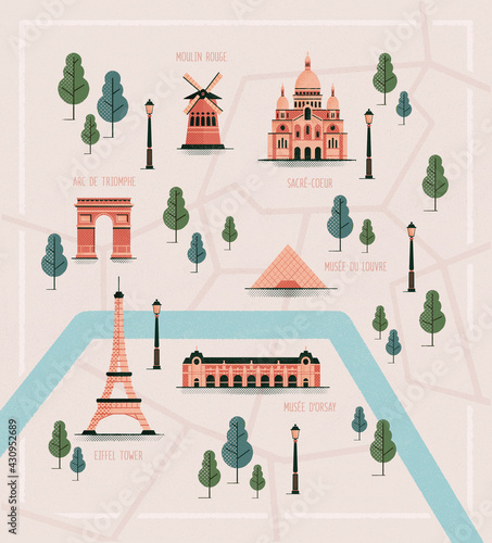Illustrated map of Paris