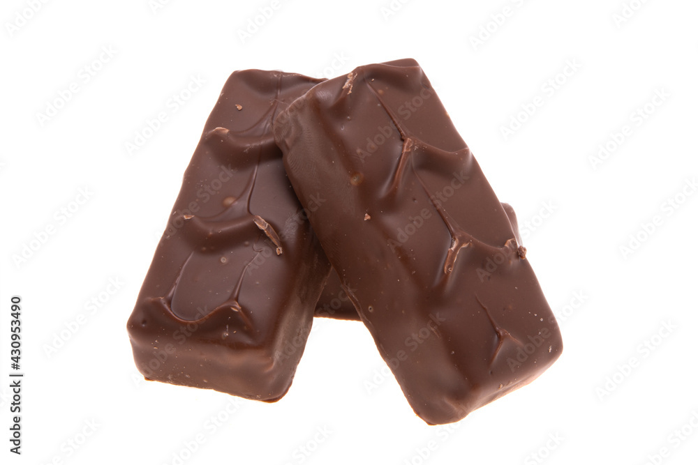 chocolate bar with nuts and caramel isolated chocolate bar with nuts and caramel isolated