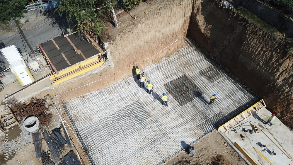 Aerial view of a building in a construction Aerial view of a building in a construction