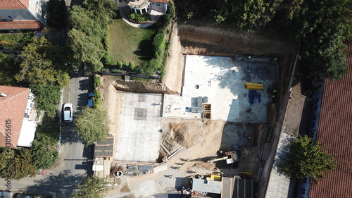 Aerial view of a building in a construction