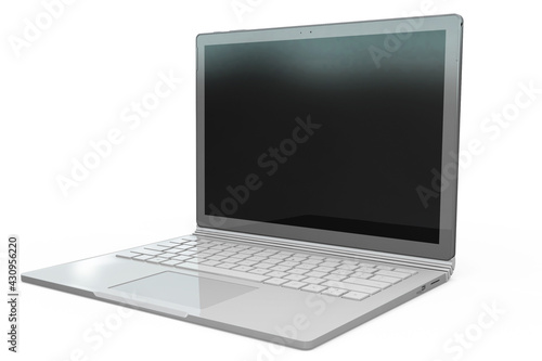3D Rendering of laptop notebook mock up with white background. technology gadget for hipster background concept. high resolution